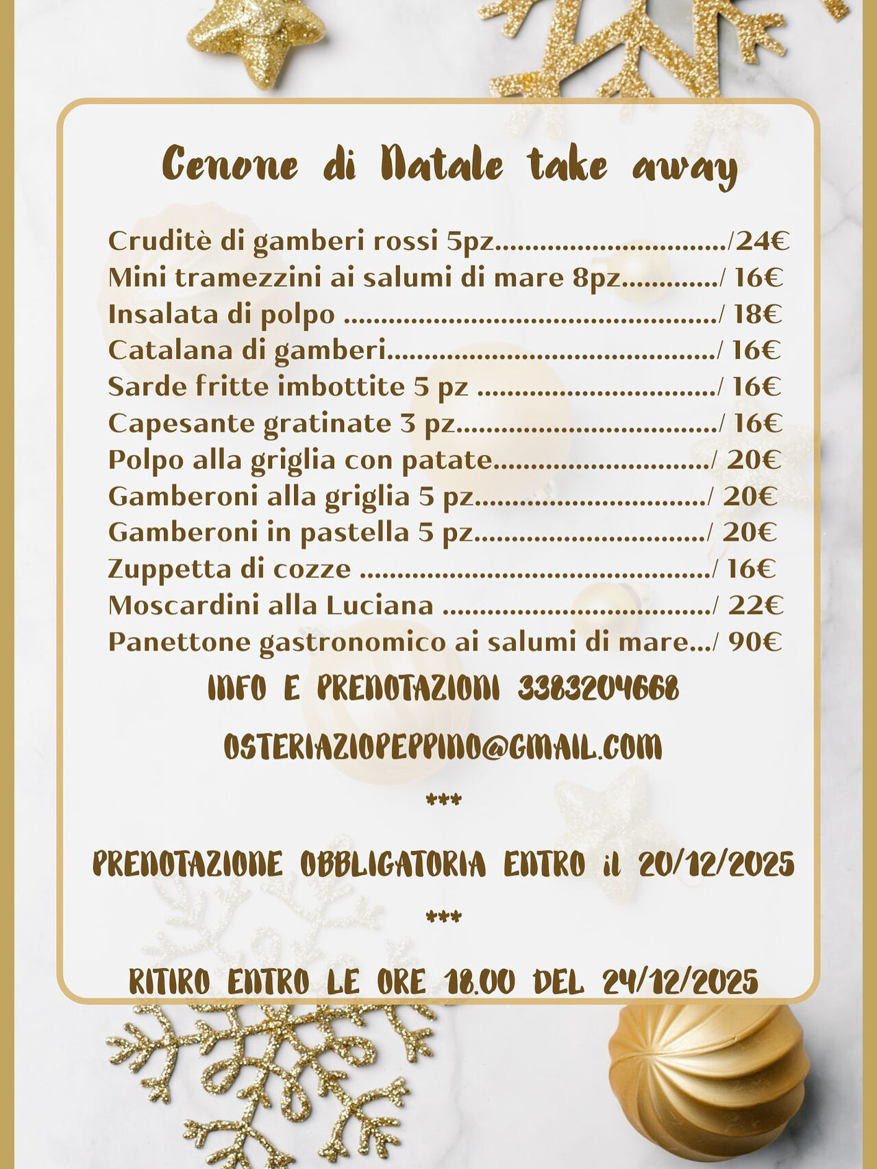 Cena di Natale take away 2025