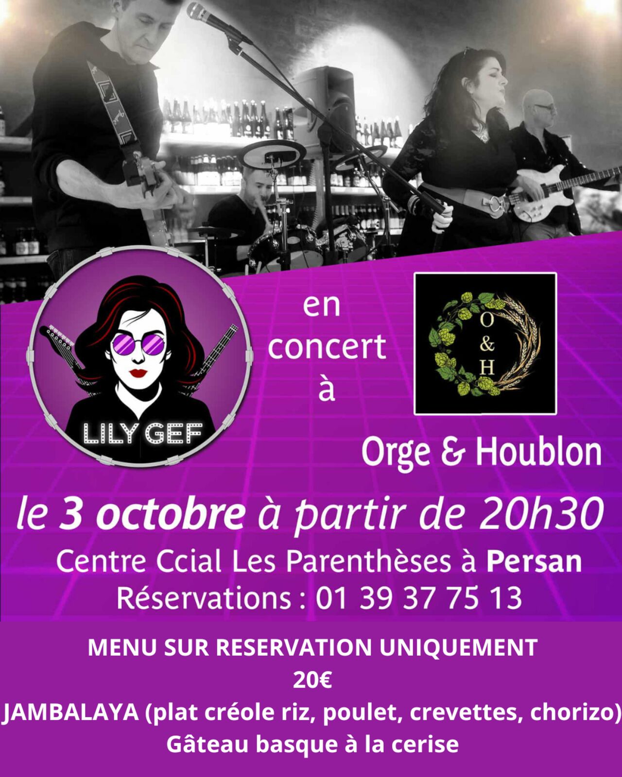 Concert des Lily Gef vendredi 3 octobre à 20h30 - repas sur réservation