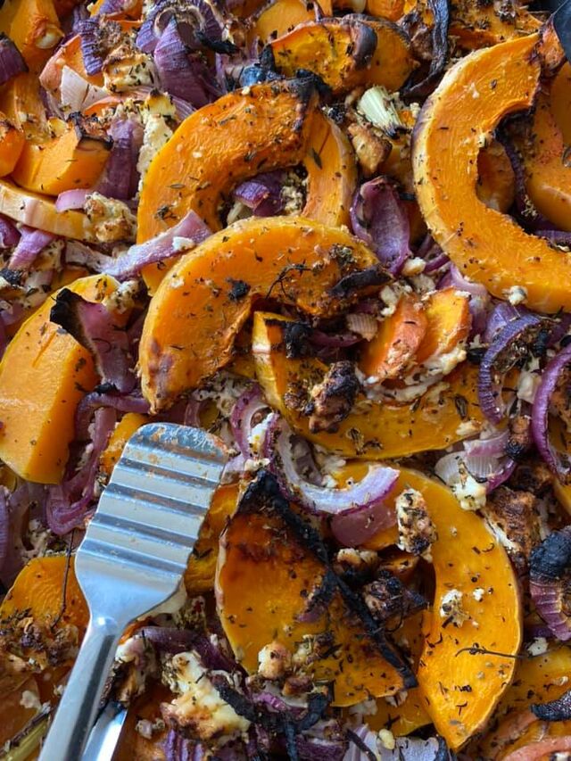 Pompoen, wortel en feta