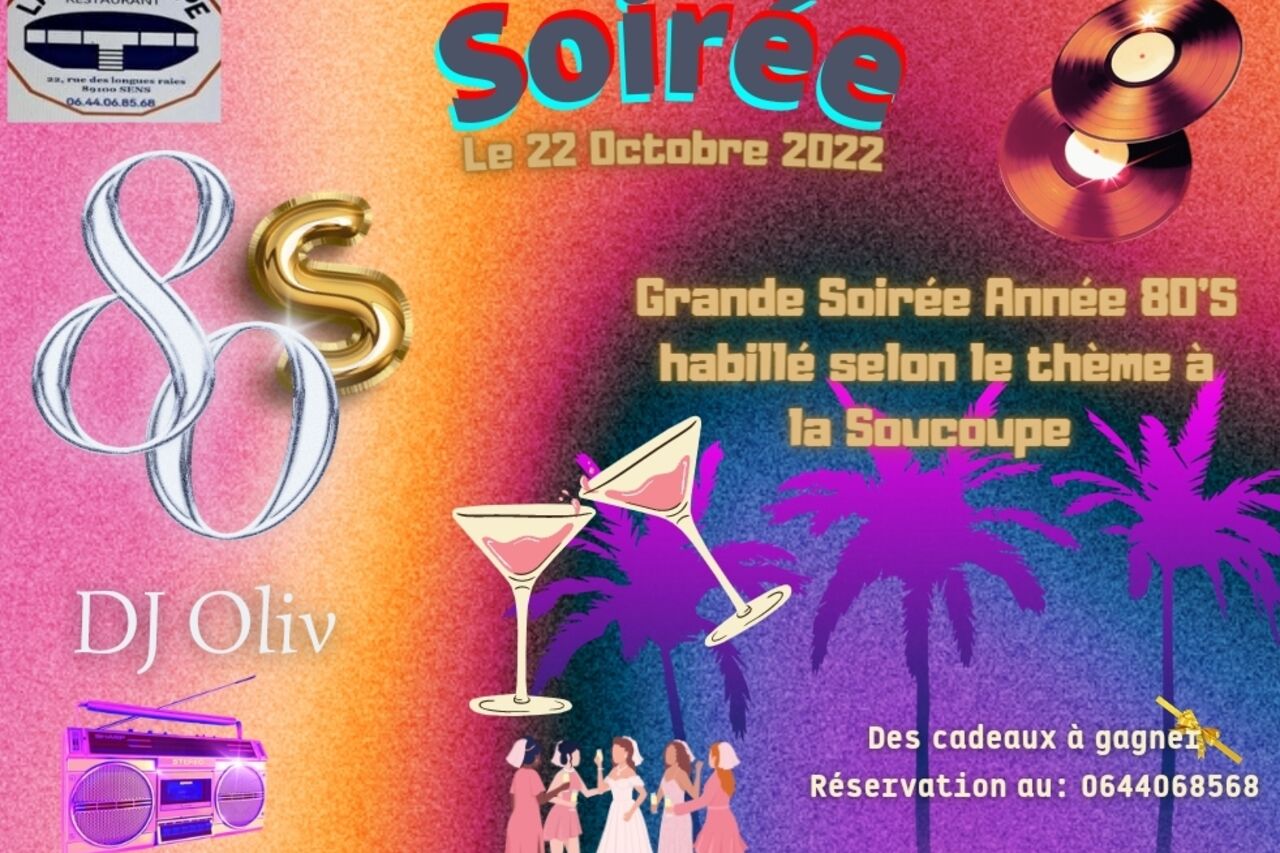 Soirée Année 80'S le 22 octobre 2022