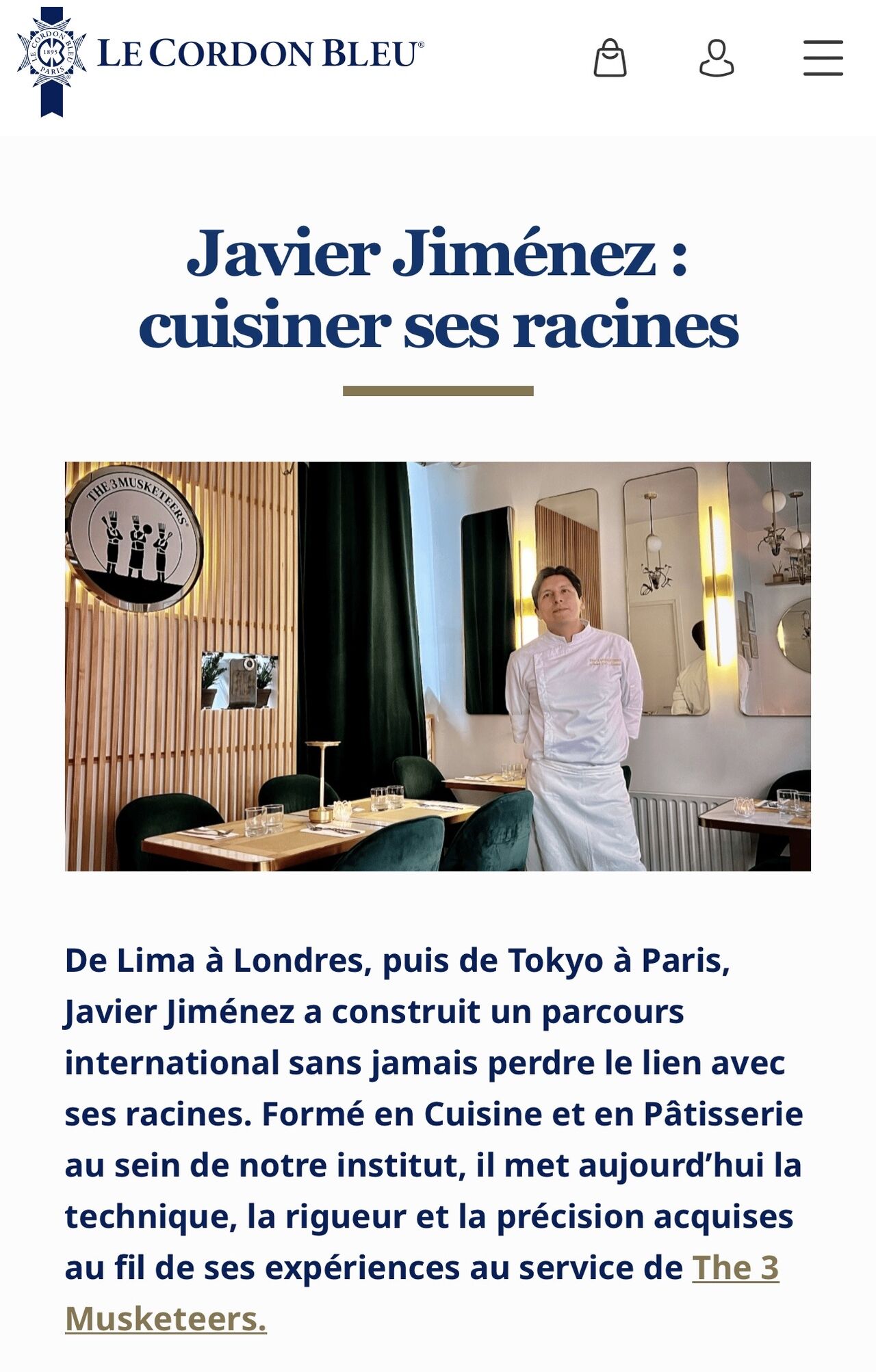 Chef Javier A. Jiménez à l’honneur au Cordon Bleu Paris