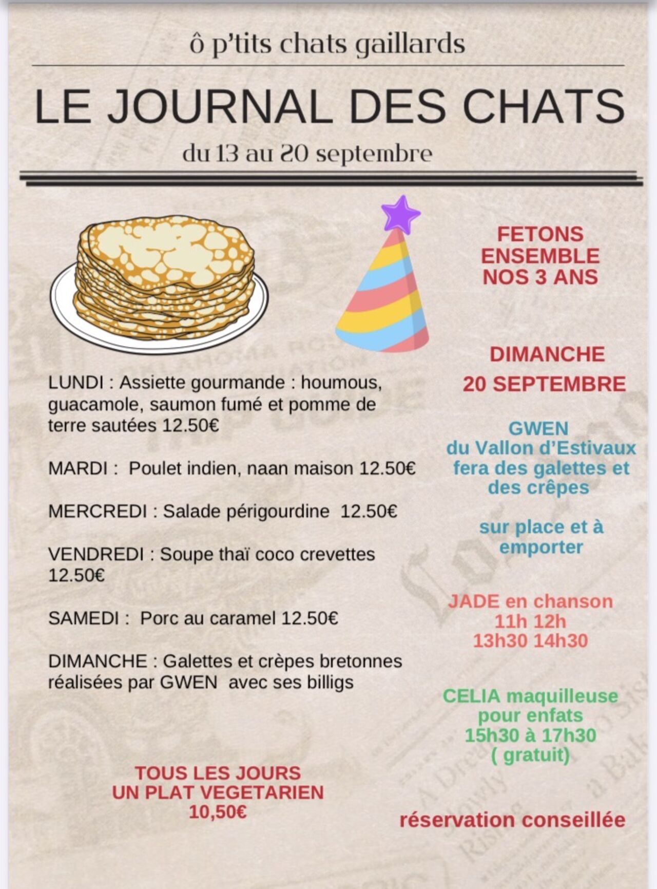 Menu du 14 au 20 septembre