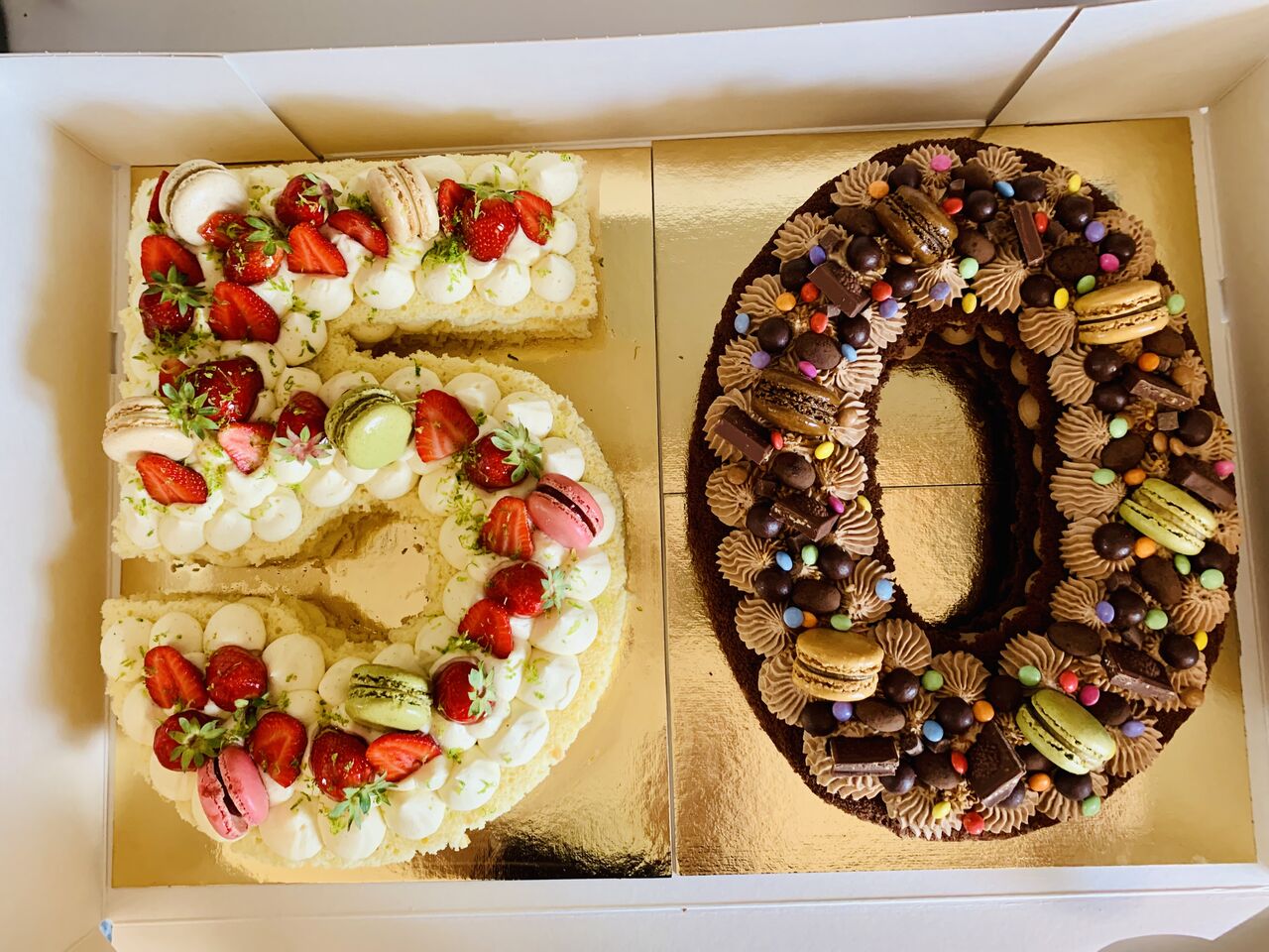 Number cake façon fraisier et chocolat 