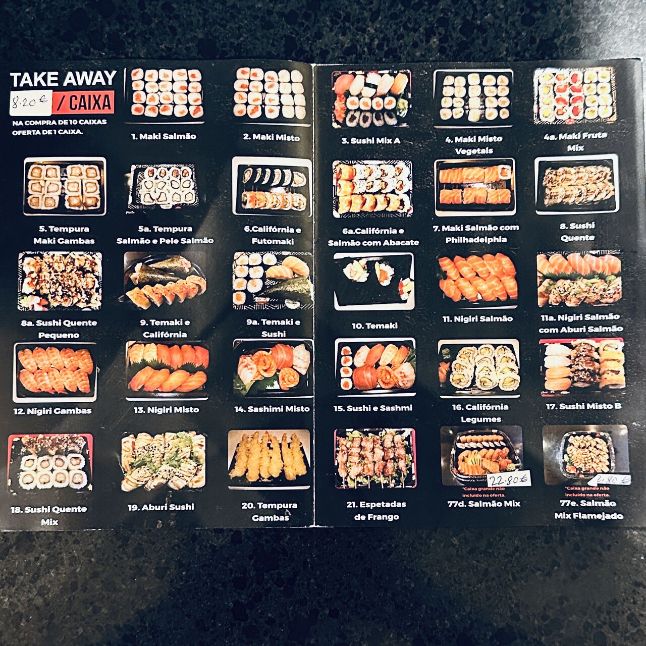 Sushi take away ementa 
