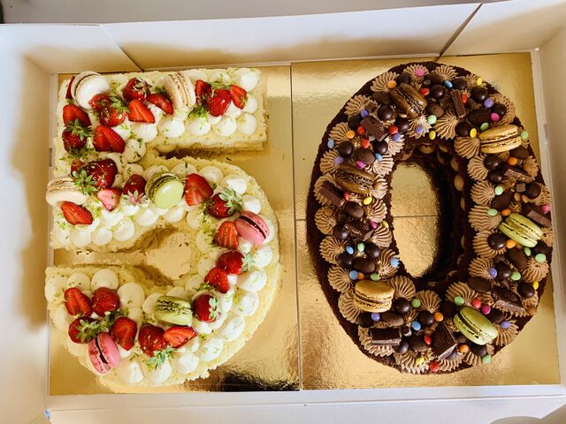 Number cake façon fraisier et chocolat 