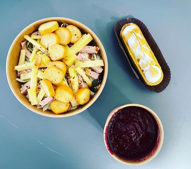 Smoothie super Kale riche en calcium
Salade chou blanc, comté, mortadelle
Tartelette citron meringuée