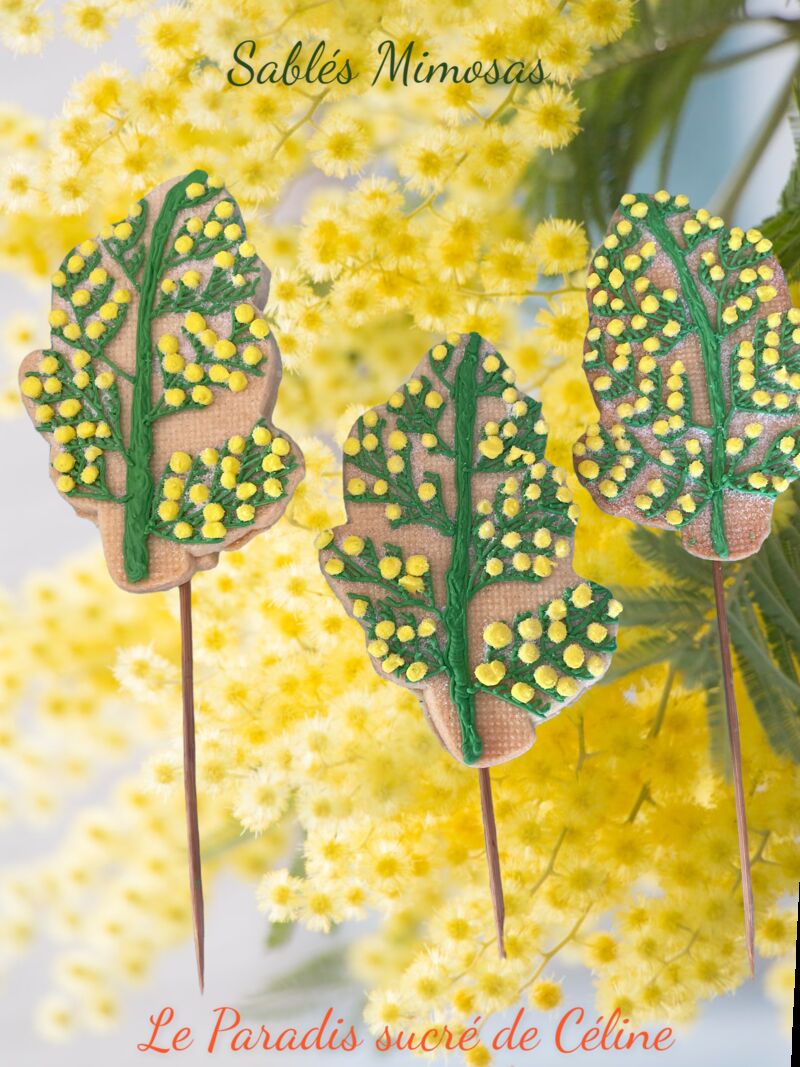 Mimosas en sablé et glaçage royal .