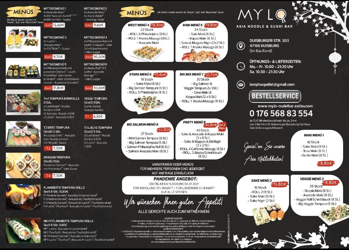 Padamie Angebot ab 04.11.2020 bis 04.01.2021 10% auf alle unsere Speisen für selbst Abholern und 5% für frei geliefert bis Haus