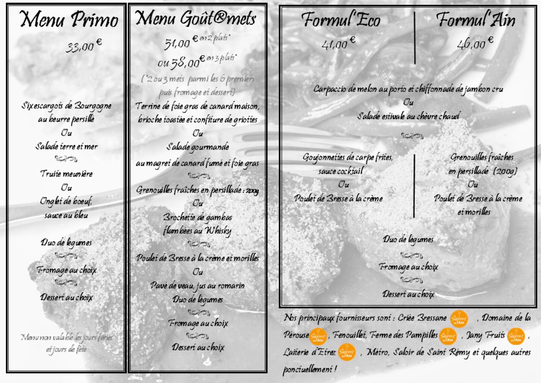Menus Printemps été 2024