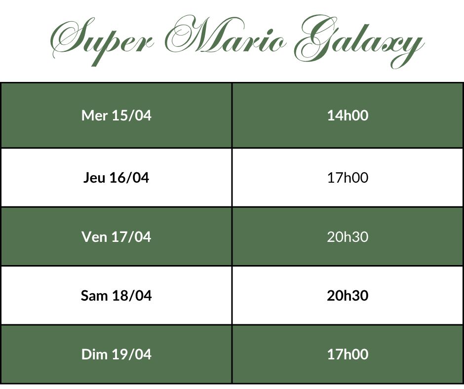 Super Mario Galaxy - Horaires