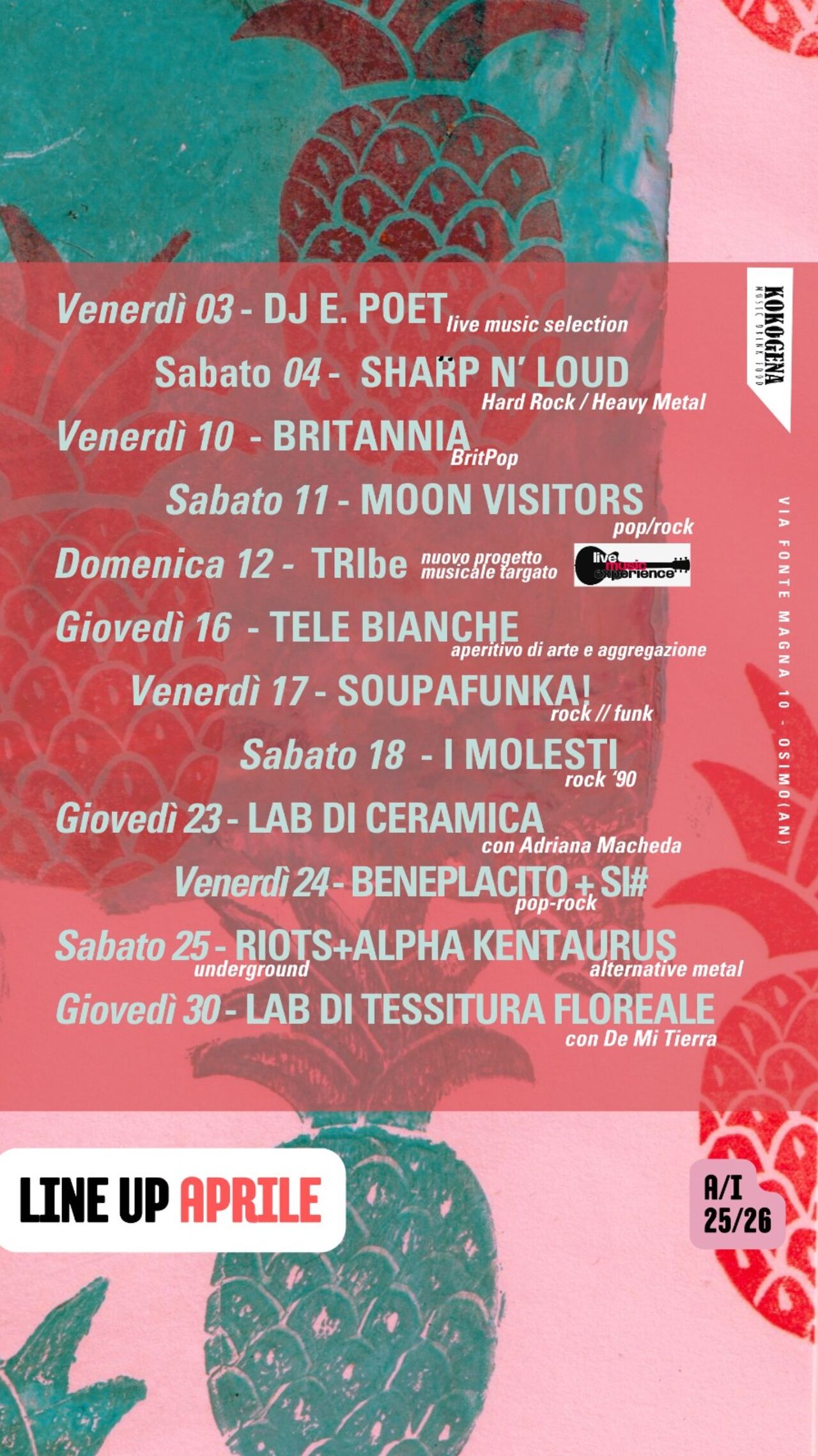 LINE UP APRILE 2026