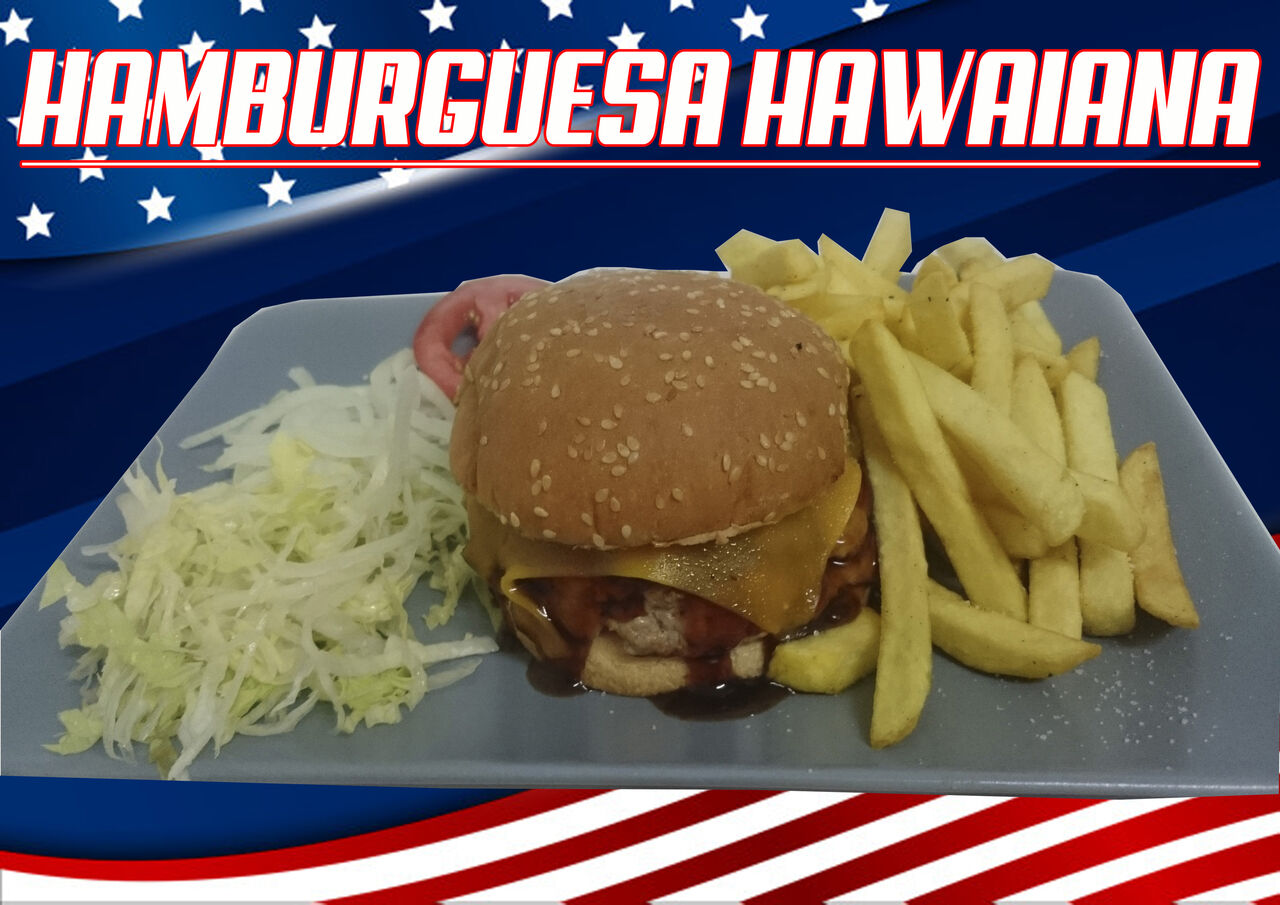 Carne, Queso, Piña, Salsa Especial, Lechuga, Tomate y Cebolla.