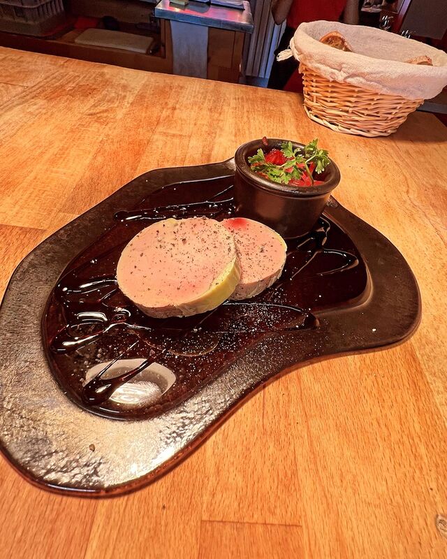 Le mie-cuit de foie gras de canard au St germain 