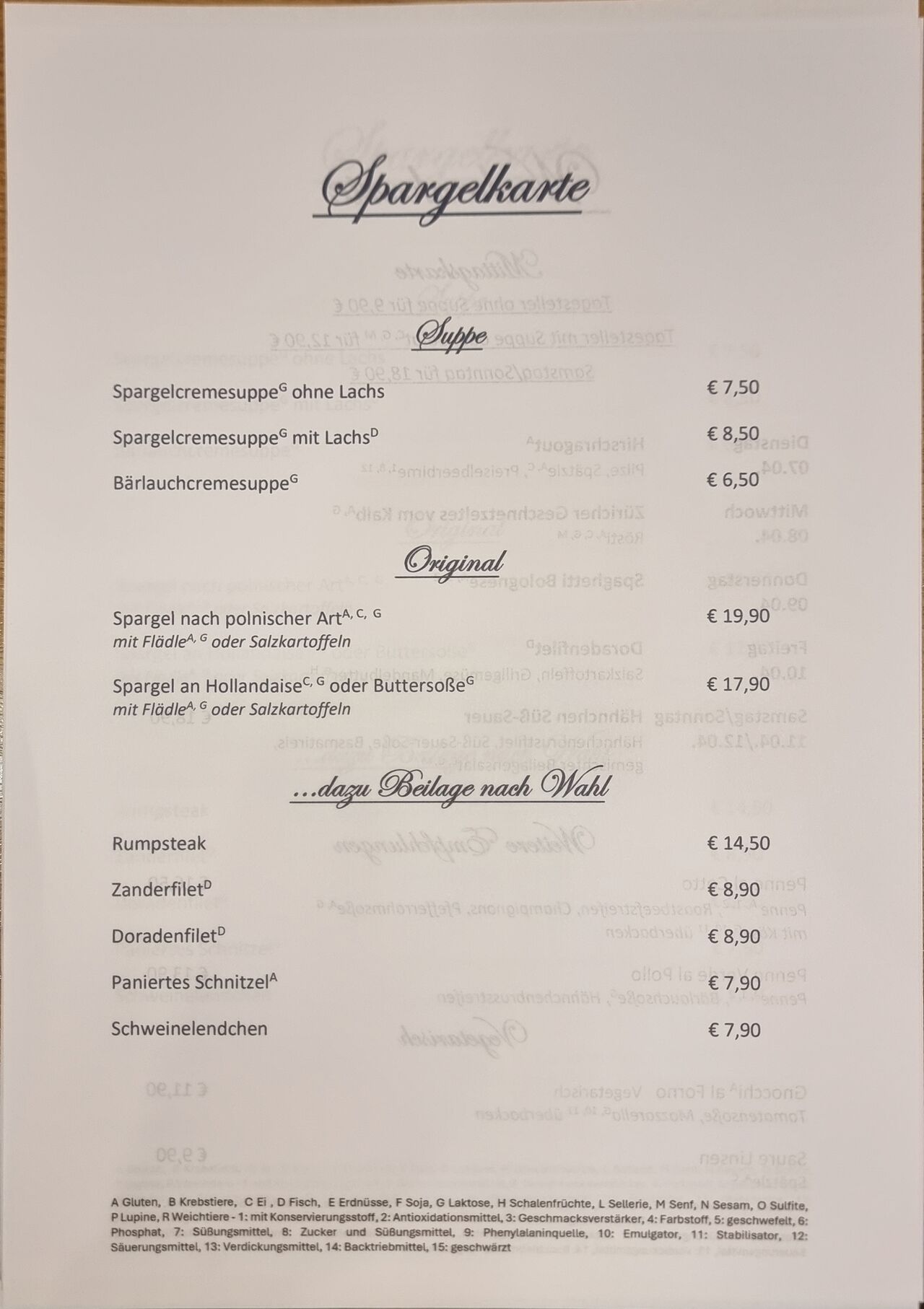 Jetzt Neu: Unsere Spargelkarte