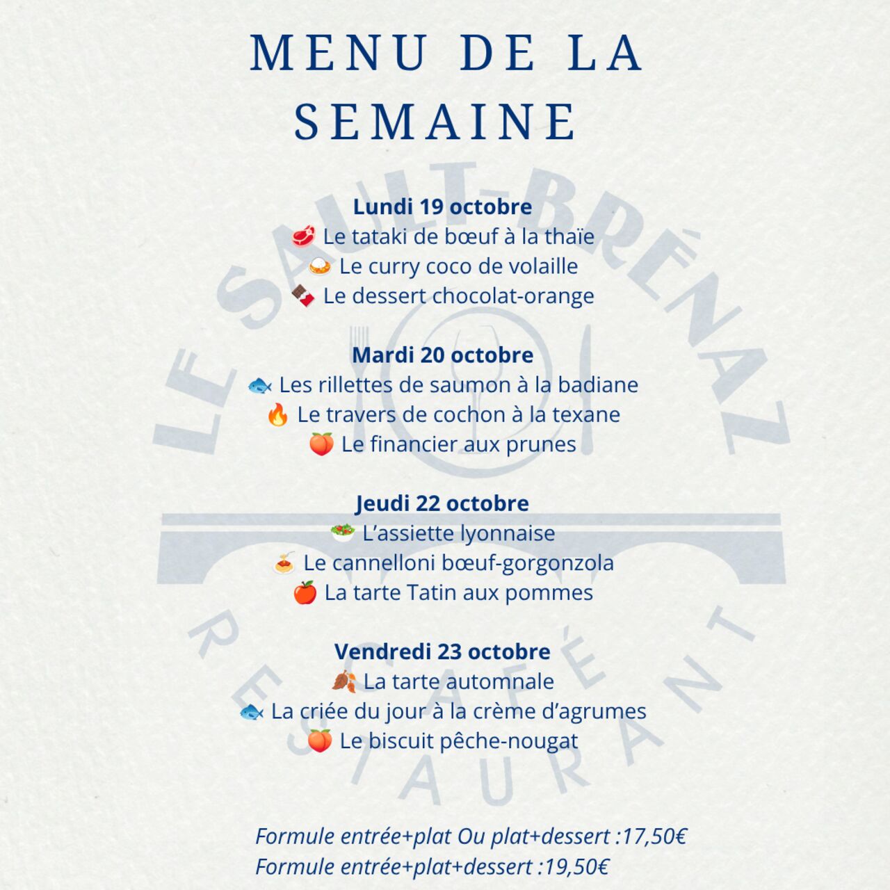 Menu de la semaine