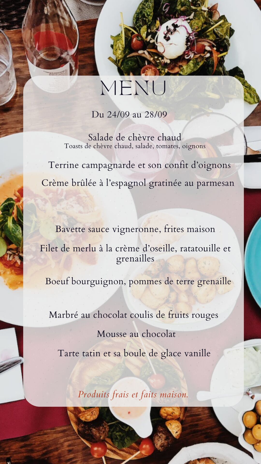 Menu du 24/09 au 28/09