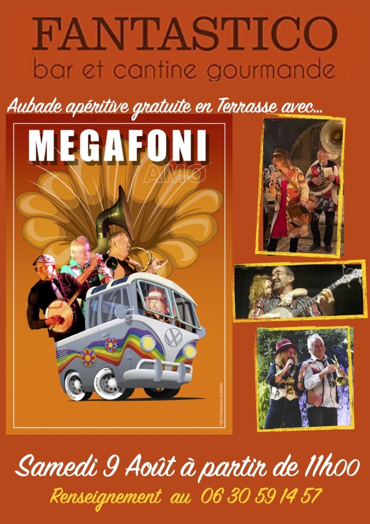 Aubade apéritive en terrasse avec le groupe MÉGAFONI le 09.08 à 11 h