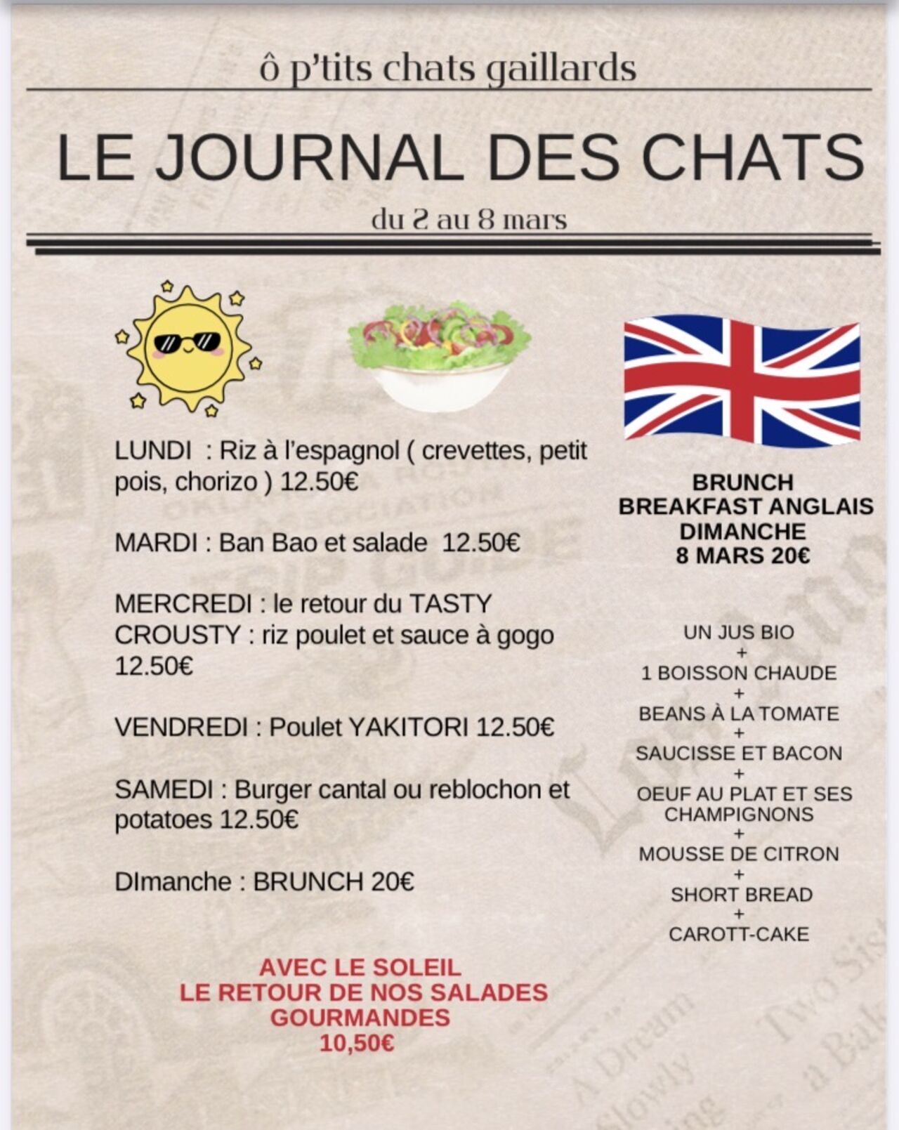 Menu du 2 au 8 mars