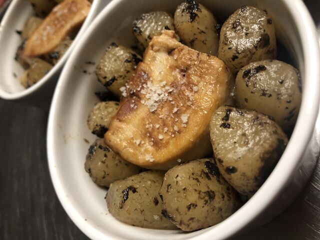 Navet braisé truffe foie gras 