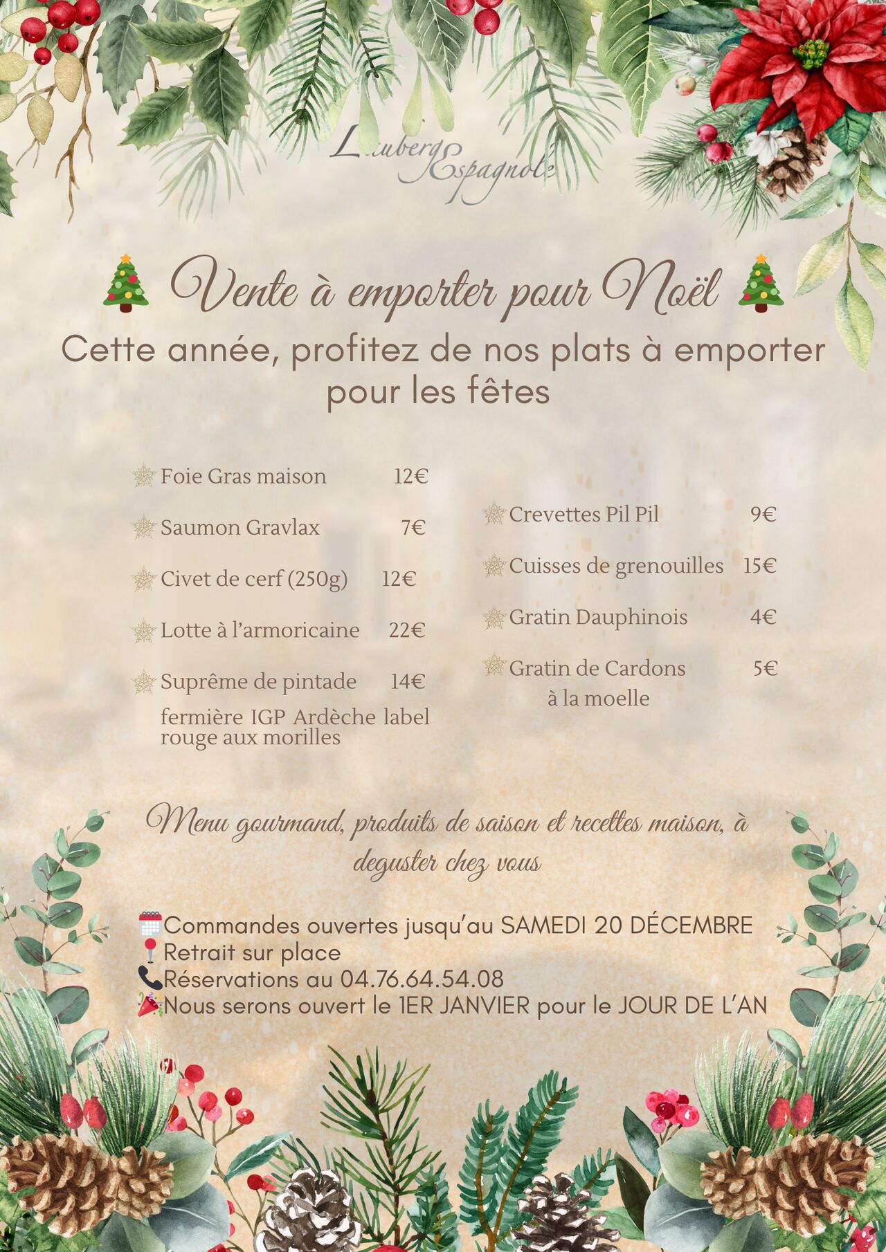 Vente à emporter de Noël