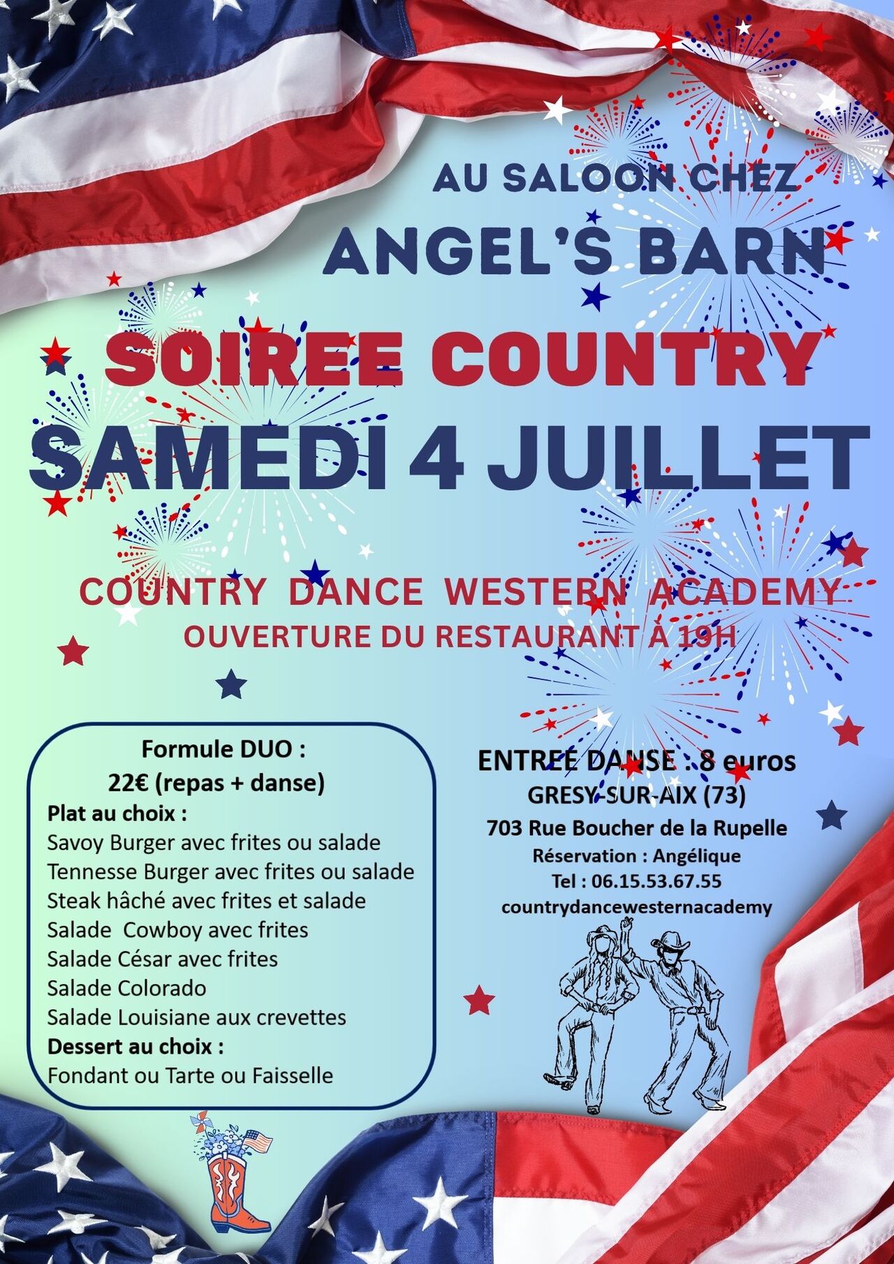 SAMEDI 4 JUILLET : SOIREE COUNTRY