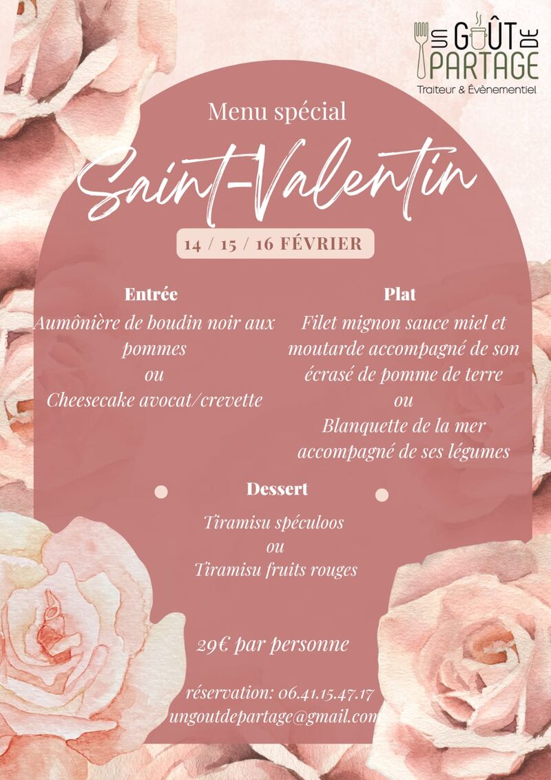 Menu Spécial Saint-Valentin
