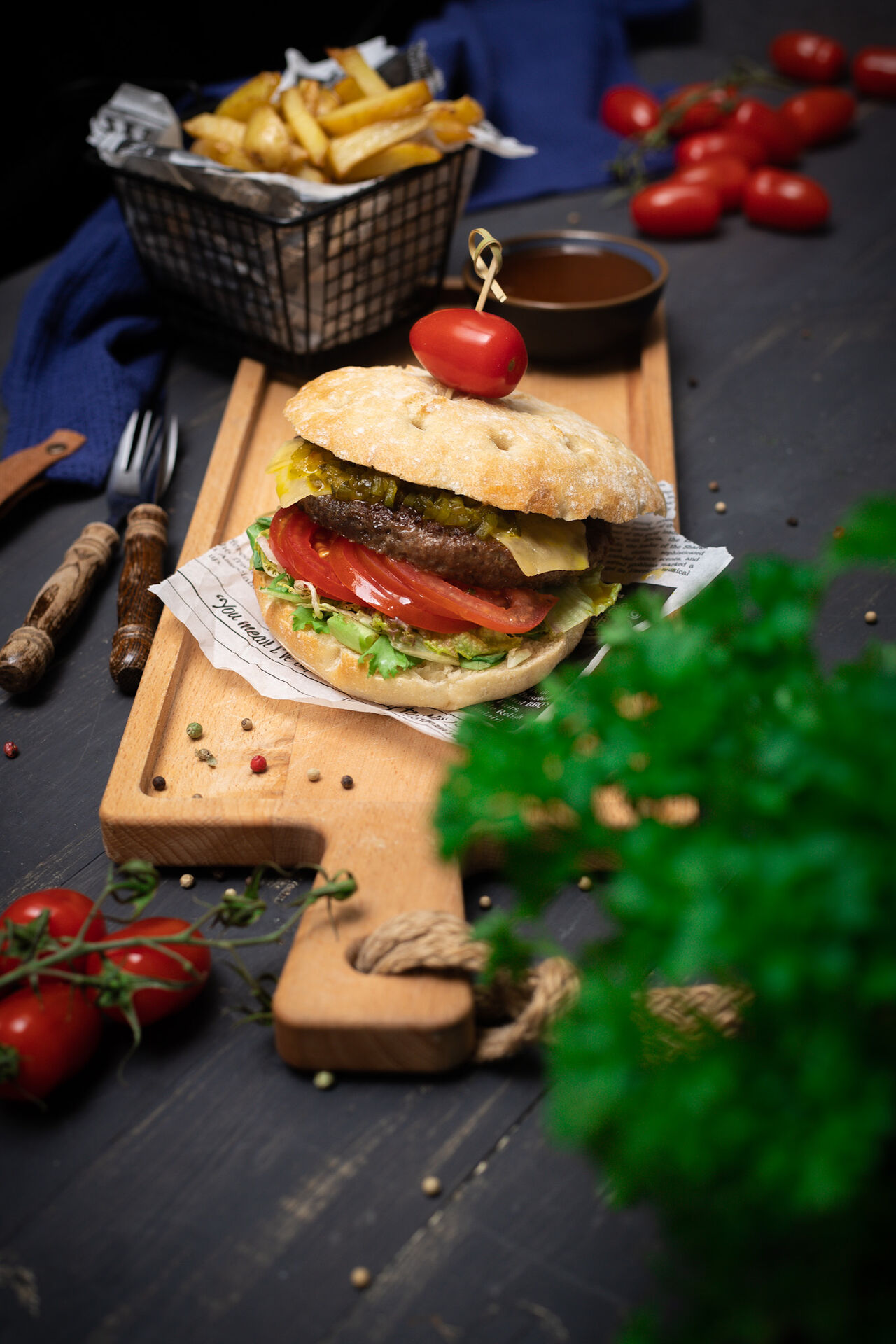 Mountain Runderburger met broodje of met friet