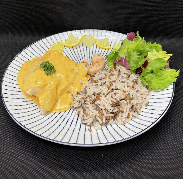 Filet de Lieu Jaune sauce Crustacé