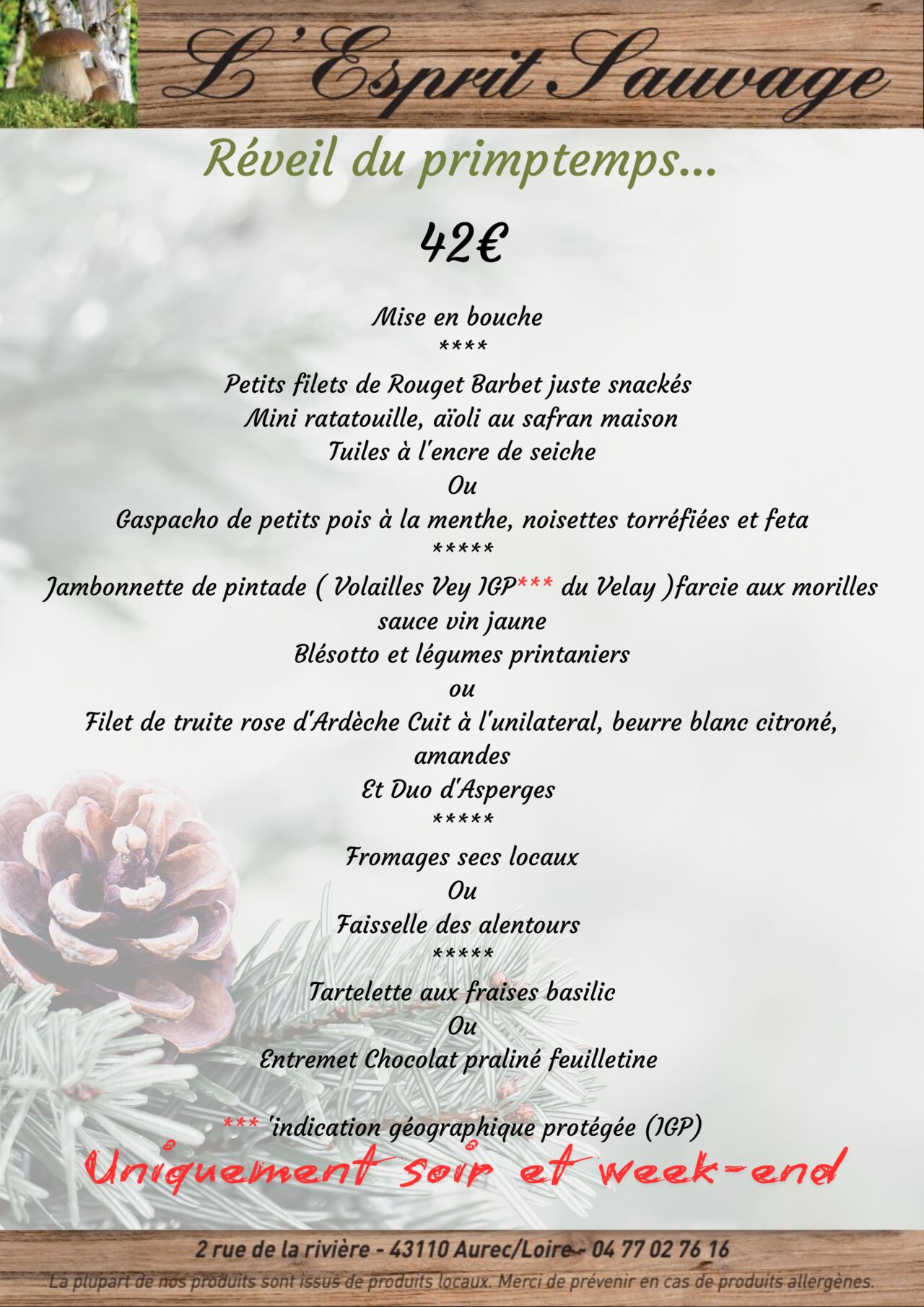 Nouvelle Carte " Le Réveil du Printemps "