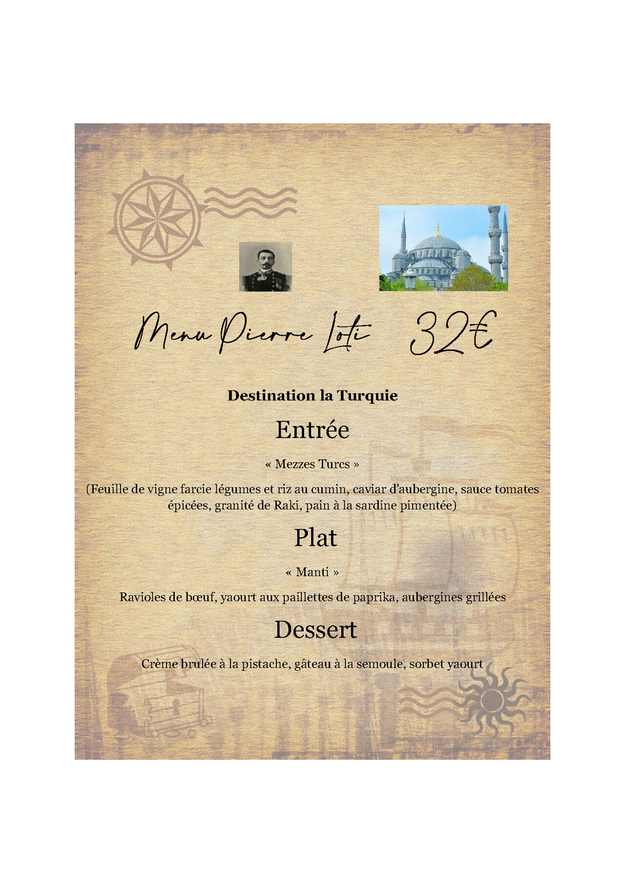 Menu PIERRE LOTI