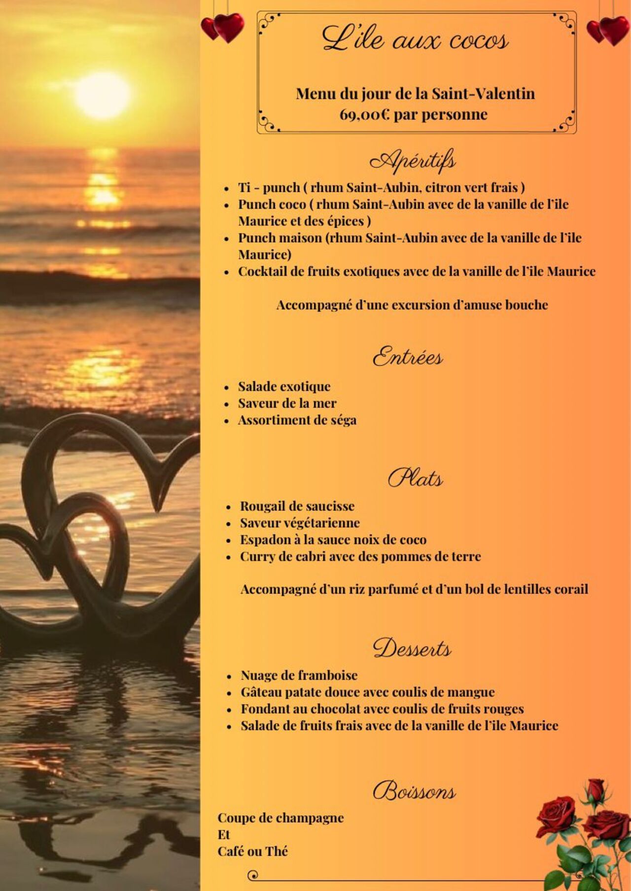 Menu Saint-Valentin 2025