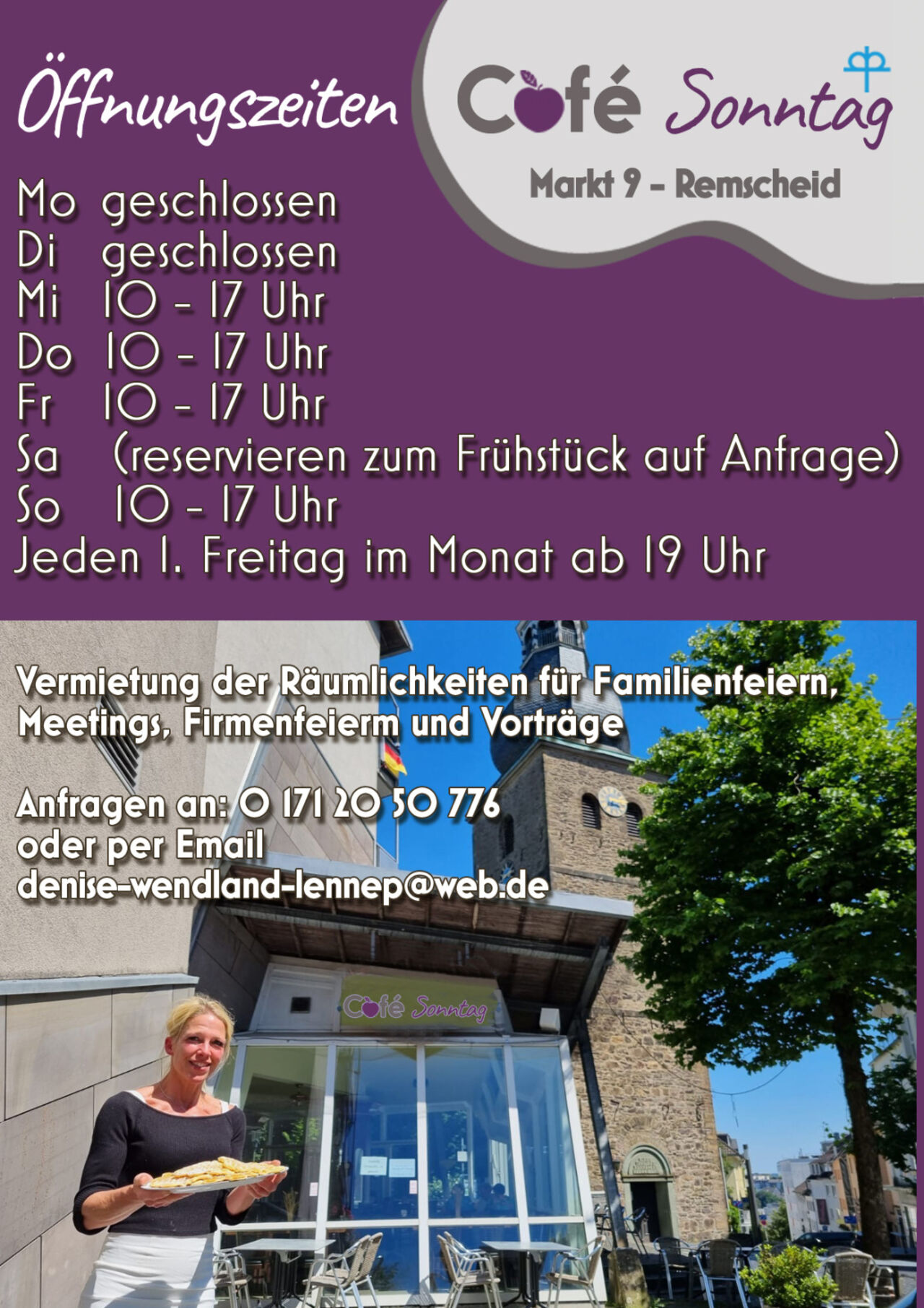 Öffnungszeiten Mittwoch bis Freitag 10-17 Uhr und Sonntag 10-17 Uhr sowie jeden ersten Freitag im Monat auch ab 19 Uhr geöffnet!