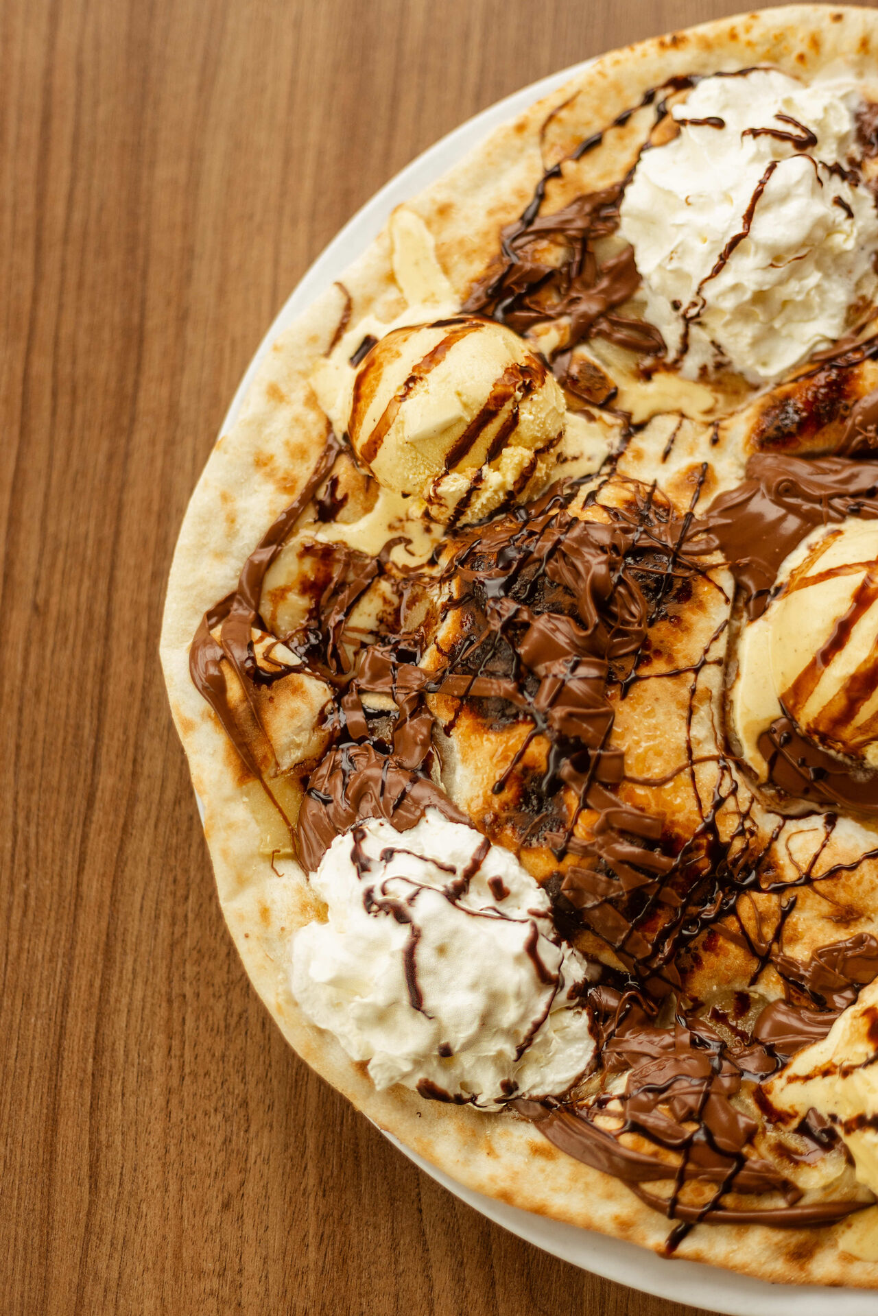 Pizza dessert nutella banane