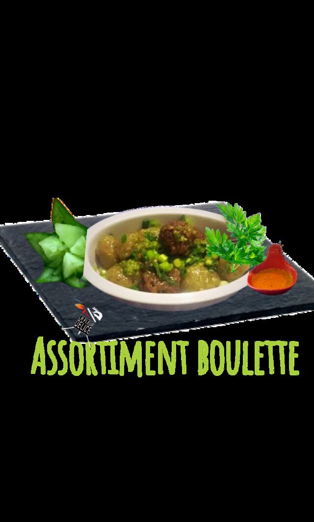 assortiment de boulette cest boulette chouchou ,boulette poisson ,boulette de viande et du niok yen servi dan un bouillon 