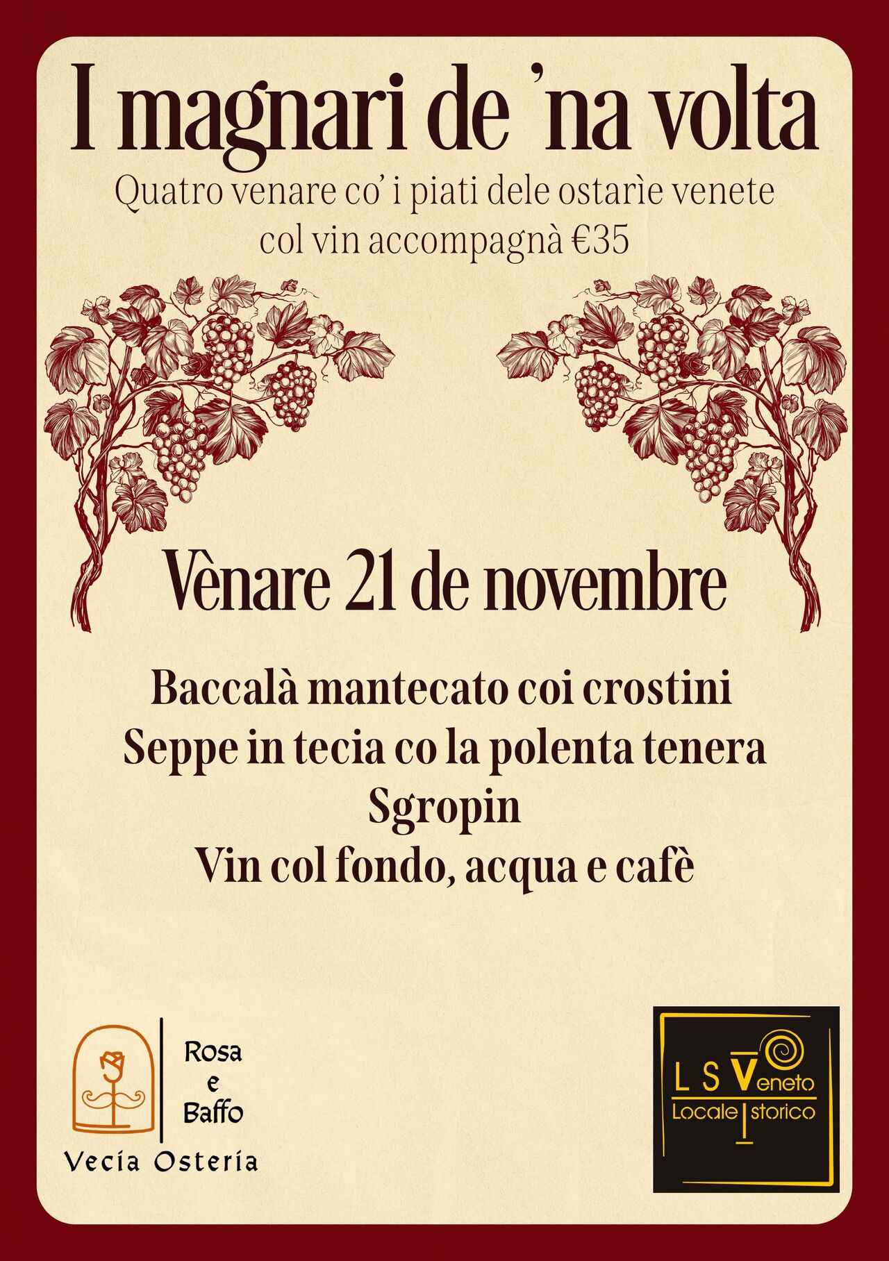 ✨ VÈNARE 21 NOVEMBRE – “I MAGNARI DE ’NA VOLTA” ✨