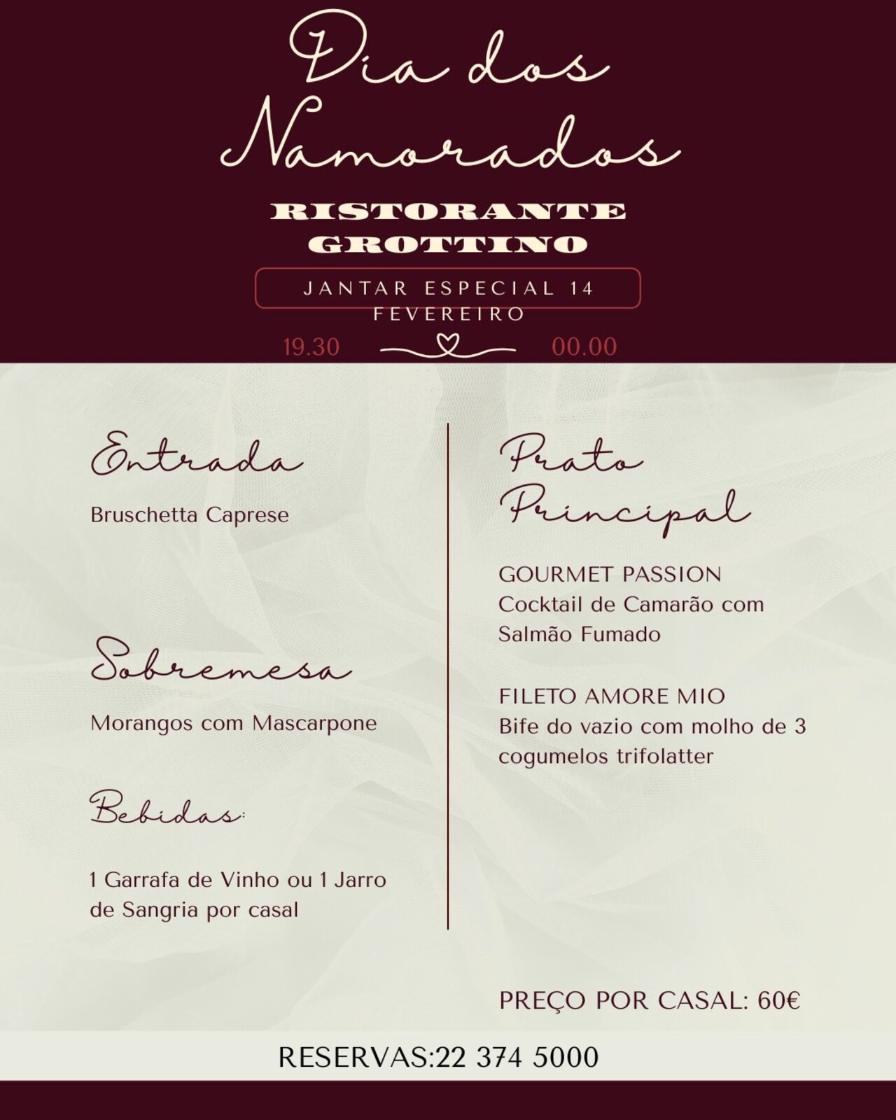 Menu Dia dos Namorados