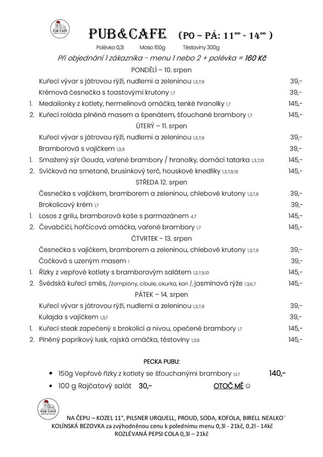 DENNÍ MENU od 10. SRPEN