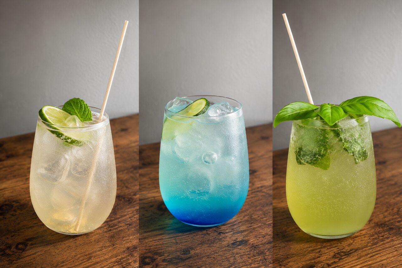 COCKTAILS: LYCHEE COMFORT, BLUE KAMIKAZE, TUMI SOUR