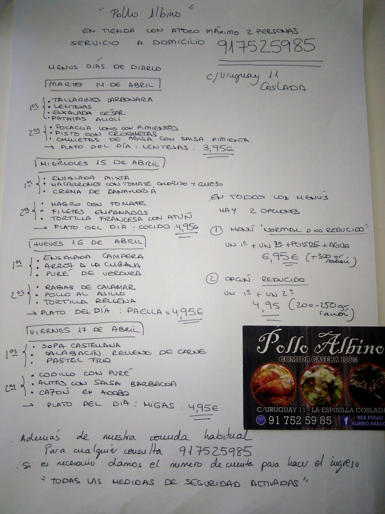 Nuestro menú de la semana 