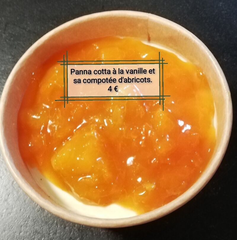 Dessert du 29 juin 2021
Panna cotta à la vanille et sa compotée d'abricots
