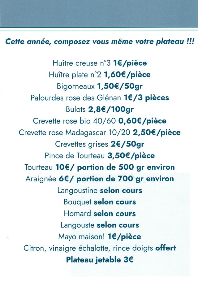 Menu fêtes 2025