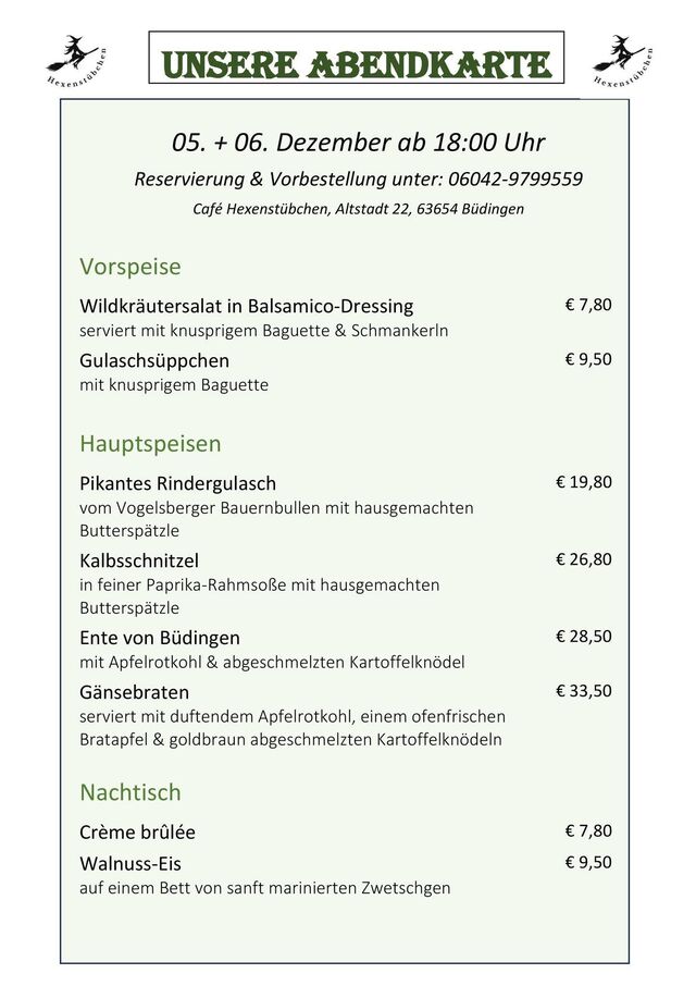 Abendkarte 05.12 & 06.12