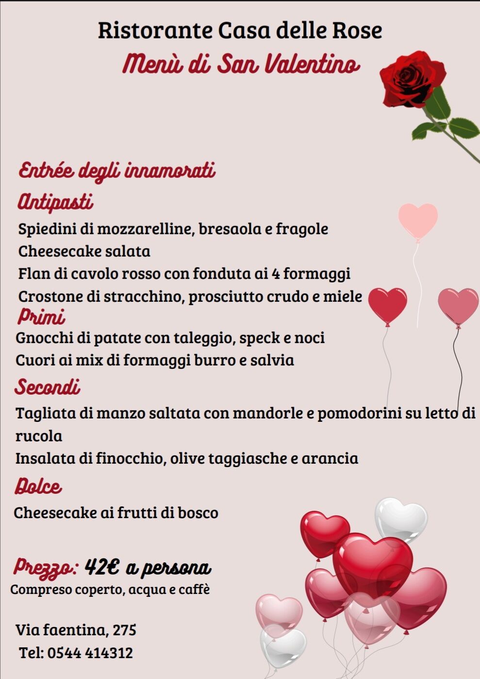 Menù per la cena di San Valentino 