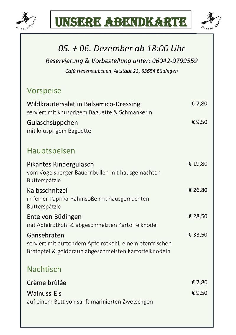 Abendkarte 05.12 & 06.12