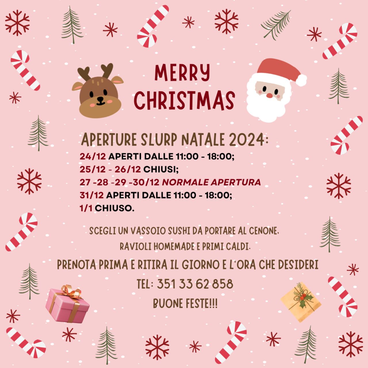 I NOSTRI ORARI PER LE FESTIVITà