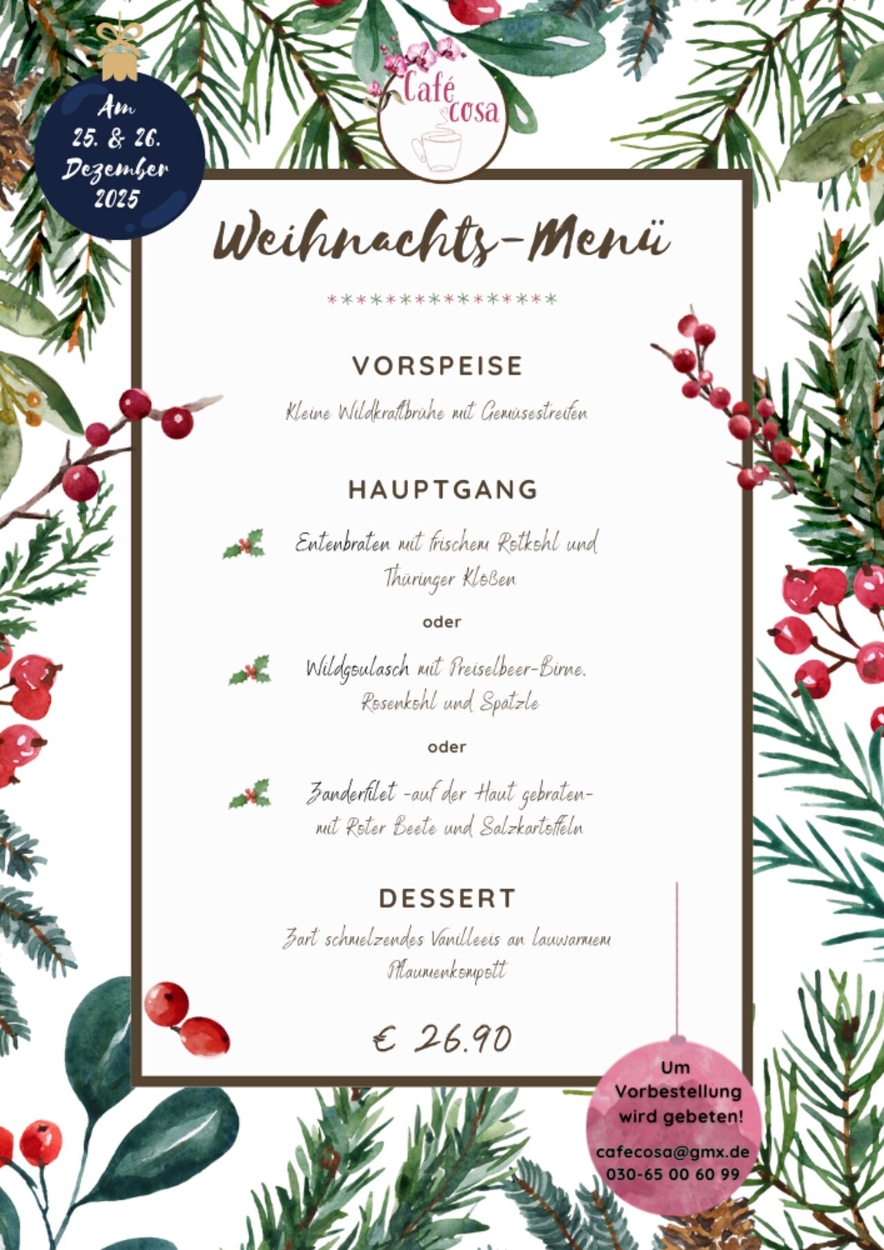 Weihnachten im Cafe Cosa