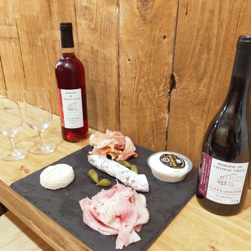 Planche mixte et Vins