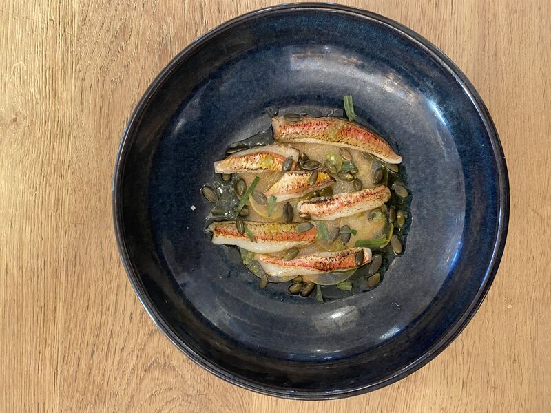 Rouget, Poire, estragon 