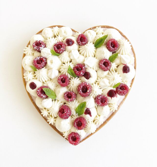 Tarte coeur framboises