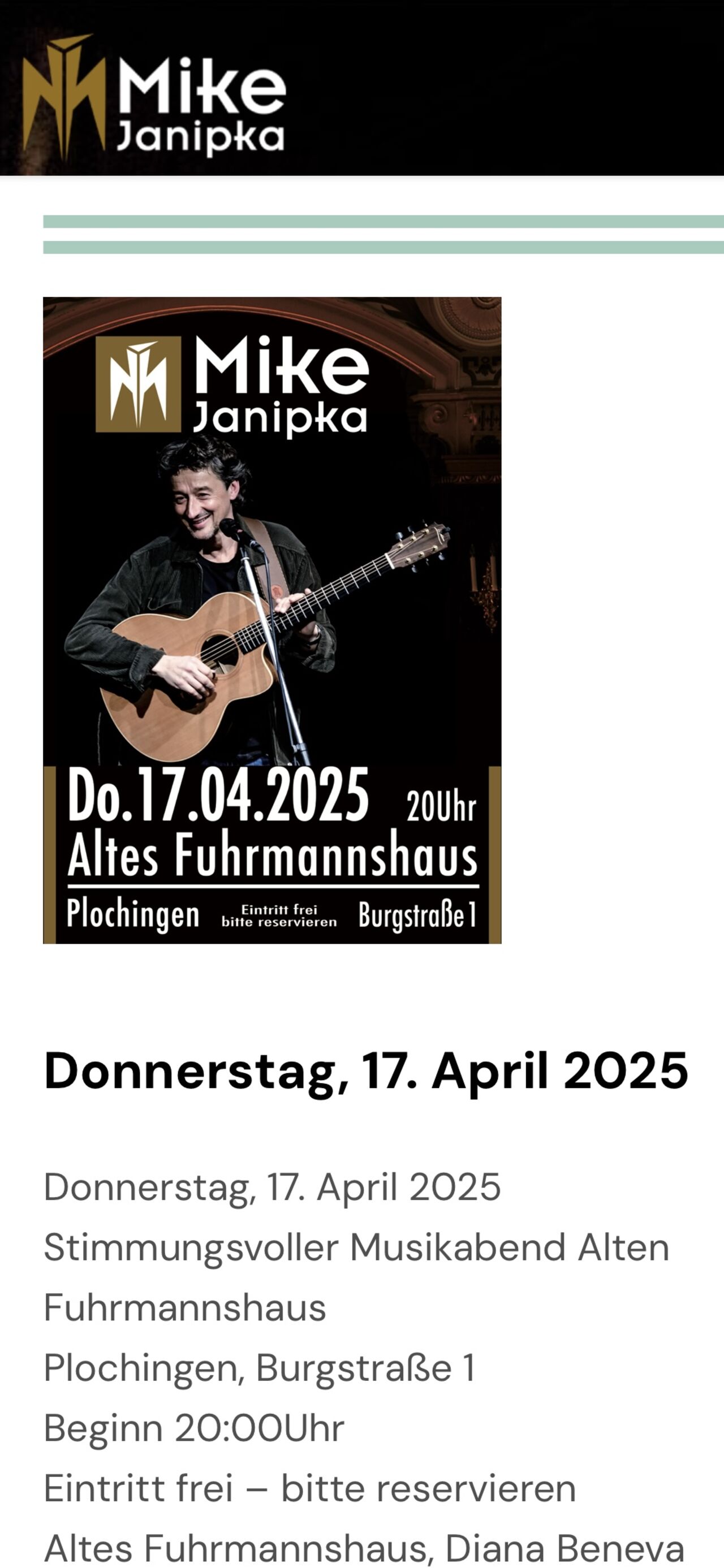 Mike Janipka am Gründonnerstag, 17.04.25, ab 20 Uhr